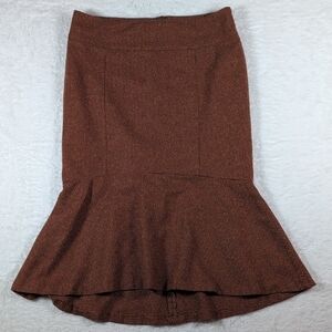 487-H&M Brown Midi Skirt‎